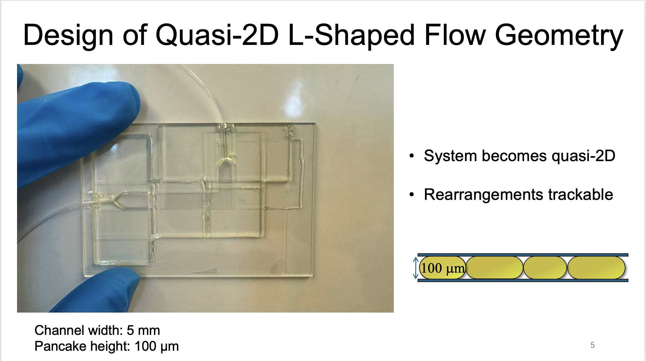 L-shaped microfluidic chamber geometry